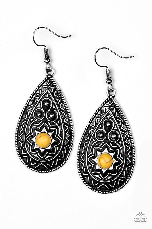 Paparazzi Summer Sol Yellow Stone Fishhook Earrings