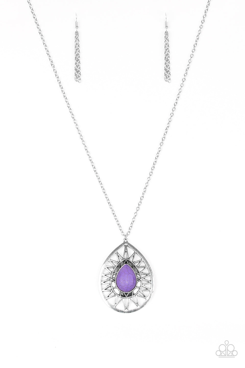 Paparazzi Summer Sunbeam Purple Stone Long Necklace - P2SE-PRXX-150XX