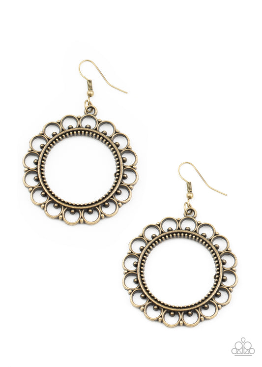 Paparazzi Sun Lounge Brass Fishhook Earrings