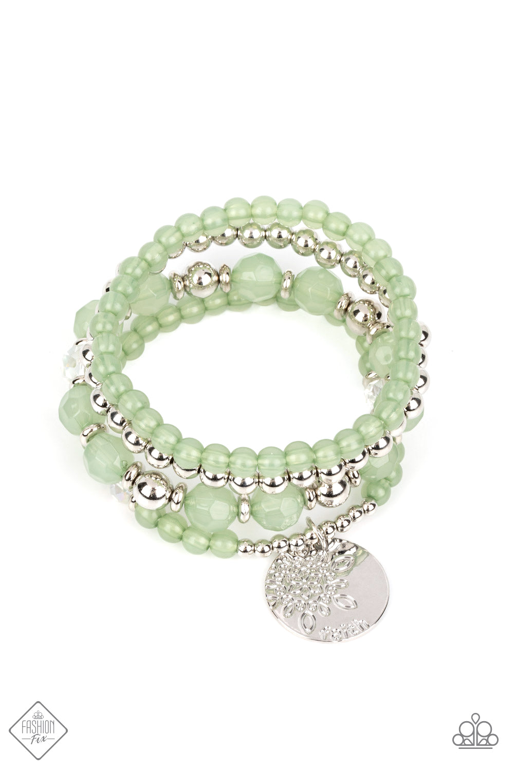 Paparazzi Surfer Style Green Stretch Bracelet - Fashion Fix Glimpses of Malibu October 2022