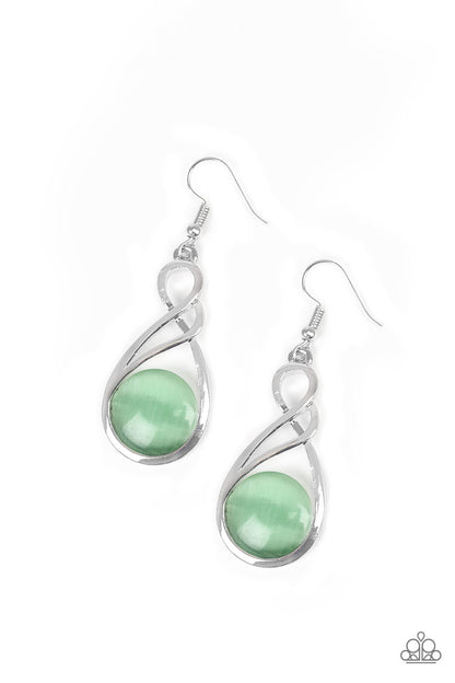 Paparazzi Swept Away Green Fishhook Earrings - P5RE-GRXX-123XX