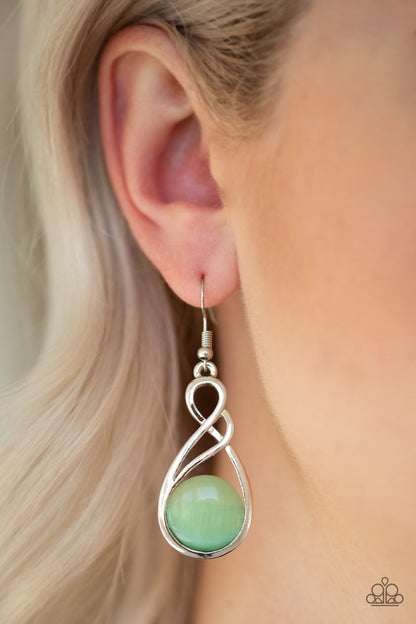 Paparazzi Swept Away Green Fishhook Earrings - P5RE-GRXX-123XX