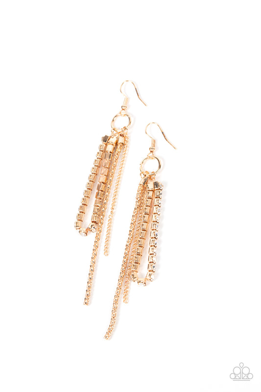 Paparazzi Swing Dance Dazzle Gold Fishhook Earrings - P5RE-GDXX-260XX
