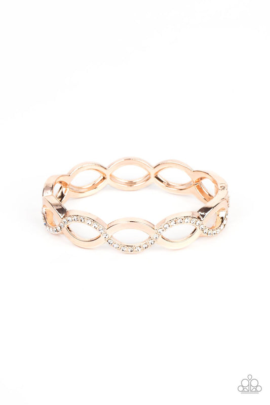 Paparazzi Tailored Twinkle Rose Gold Hinged Cuff Bracelet - P9RE-GDRS-341XX