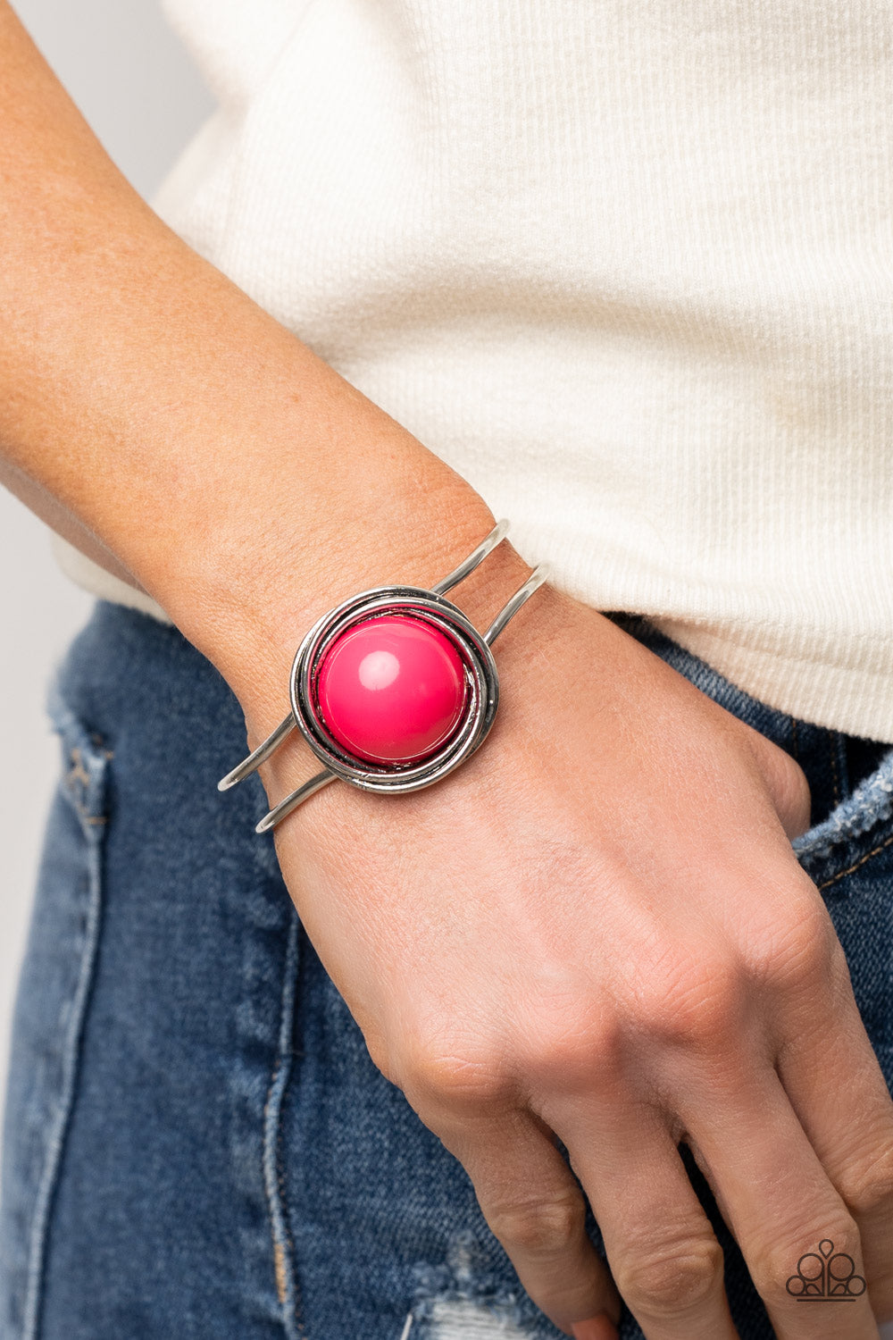 Paparazzi Take It From The POP! Pink Hinged Cuff Bracelet - P9BA-PKXX-020XX