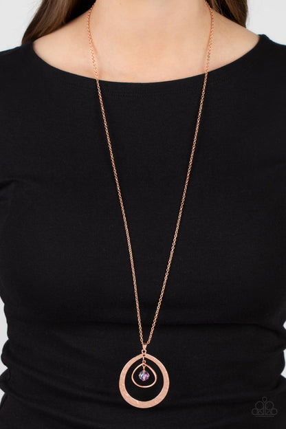 Paparazzi Tasteful Teardrops Copper Long Necklace - P2RE-CPSH-214XX