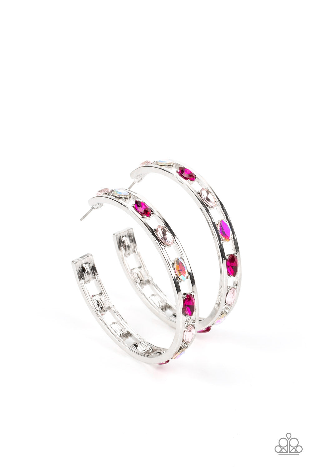 Paparazzi The Gem Fairy Pink Post Hoop Earrings - Life of the Party Exclusive February 2023 - P5HO-PKXX-047XX