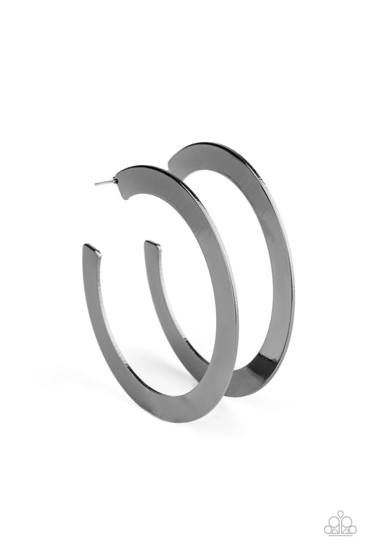 Paparazzi The Inside Track Black Post Hoop Earrings