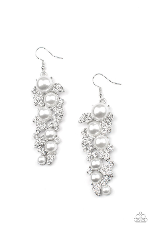 Paparazzi The Party Has Arrived White Fishhook Earrings - Life Of The Party Exclusive July 2022 - P5ST-WTXX-045XX