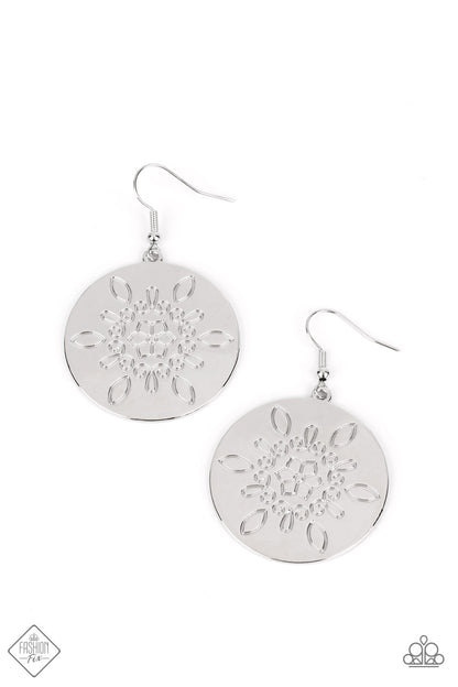 Paparazzi Tidal Taste Silver Fishhook Earrings - Fashion Fix Glimpses of Malibu October 2022