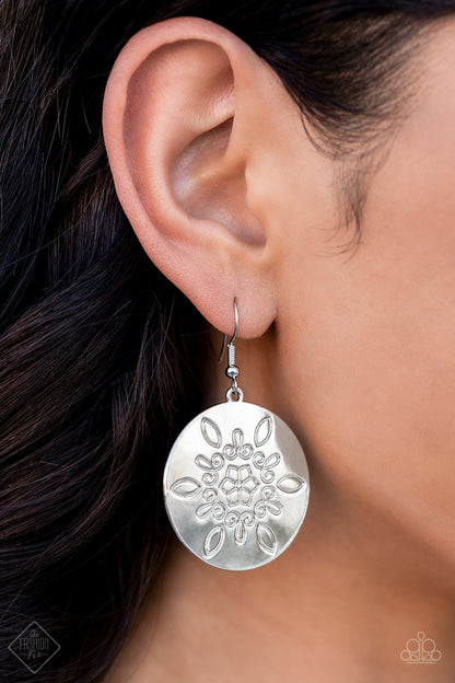 Paparazzi Tidal Taste Silver Fishhook Earrings - Fashion Fix Glimpses of Malibu October 2022