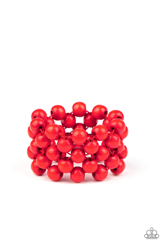 Paparazzi Tiki Tropicana Red Stretch Bracelet - P9SE-RDXX-203XX