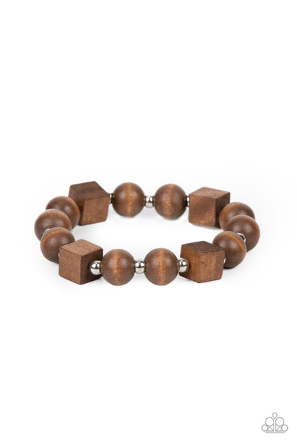 Paparazzi Timber Trendsetter Brown Stretch Bracelet - P9SE-BNXX-197XX