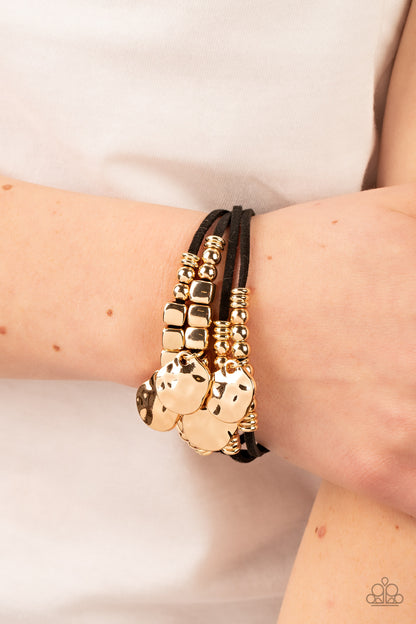 Paparazzi Token Trek Gold Clasp Bracelet - P9ED-GDXX-055XX