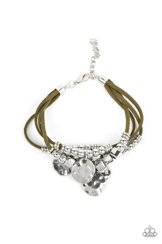 Paparazzi Token Trek Green Clasp Bracelet - P9ED-GRXX-021XX