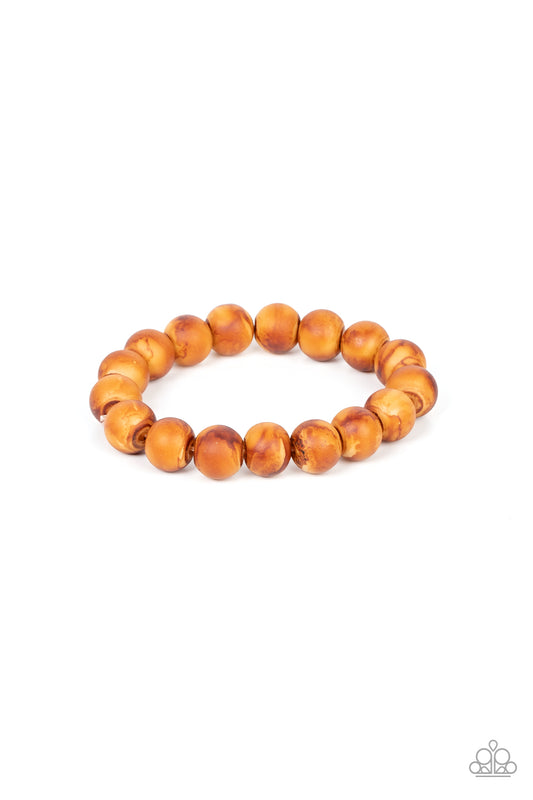 Paparazzi Totally Timber Mill Brown Stretch Bracelet - P9SE-URBN-608XX