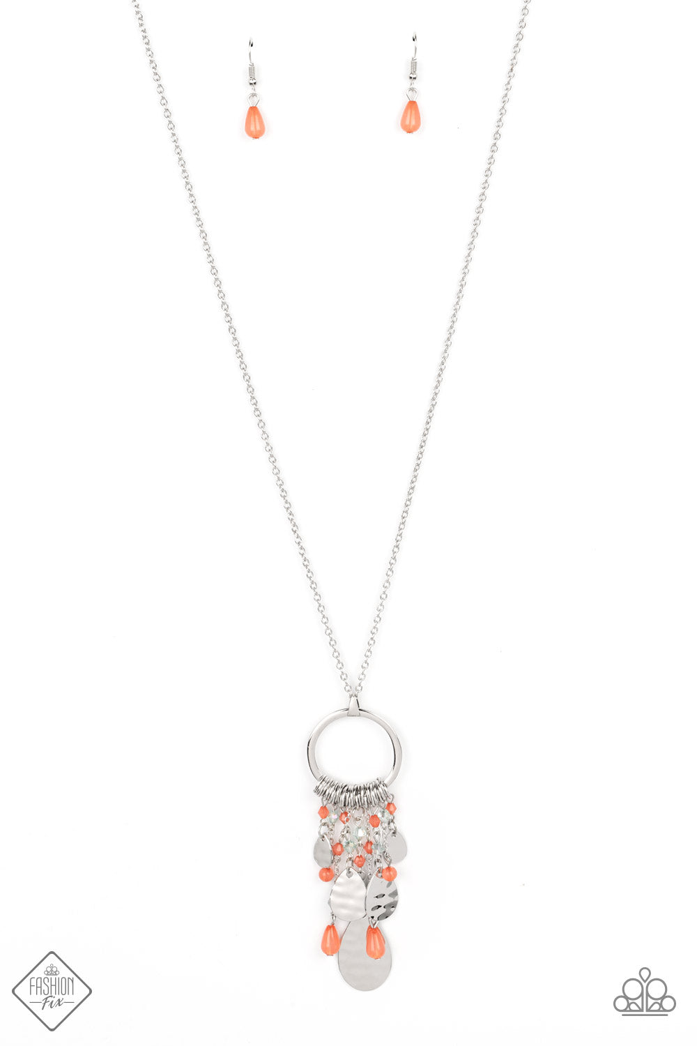 Paparazzi Totally Trolling Orange Long Necklace - Fashion Fix Glimpses of Malibu July 2022