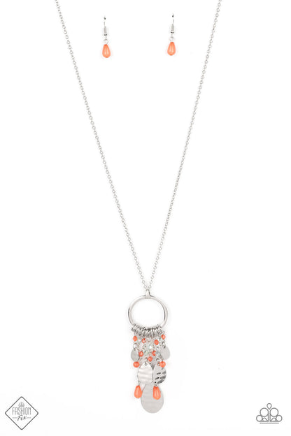 Paparazzi Totally Trolling Orange Long Necklace - Fashion Fix Glimpses of Malibu July 2022