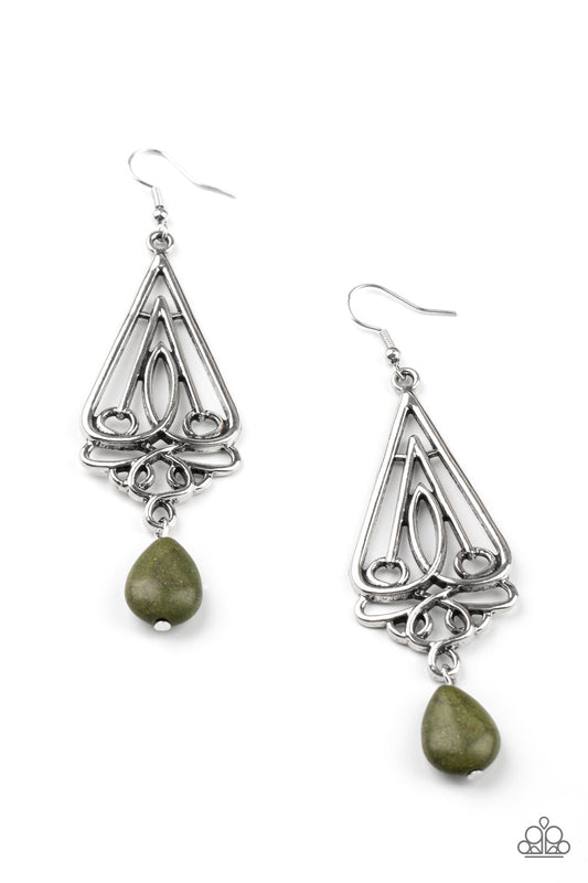 Paparazzi Transcendent Trendsetter Green Fishhook Earrings - P5SE-GRXX-121XX