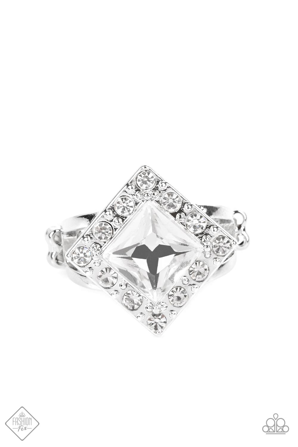 Paparazzi Transformational Twinkle White Ring - Fashion Fix Fiercely 5th Avenue September 2022 - P4RE-WTXX-505JX