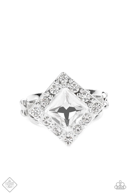 Paparazzi Transformational Twinkle White Ring - Fashion Fix Fiercely 5th Avenue September 2022 - P4RE-WTXX-505JX