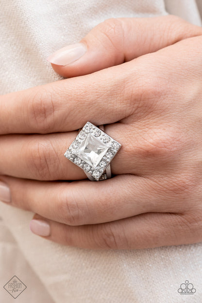 Paparazzi Transformational Twinkle White Ring - Fashion Fix Fiercely 5th Avenue September 2022 - P4RE-WTXX-505JX