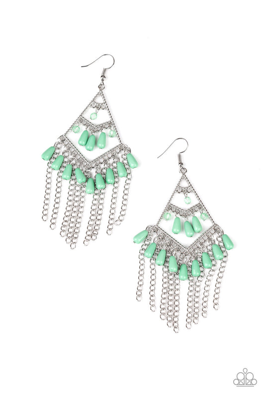 Paparazzi Trending Transcendence Green Fishhook Earrings - P5WH-GRXX-227XX