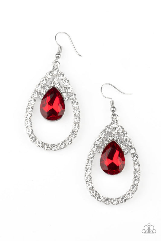 Paparazzi Trendsetting Twinkle Red Fishhook Earrings