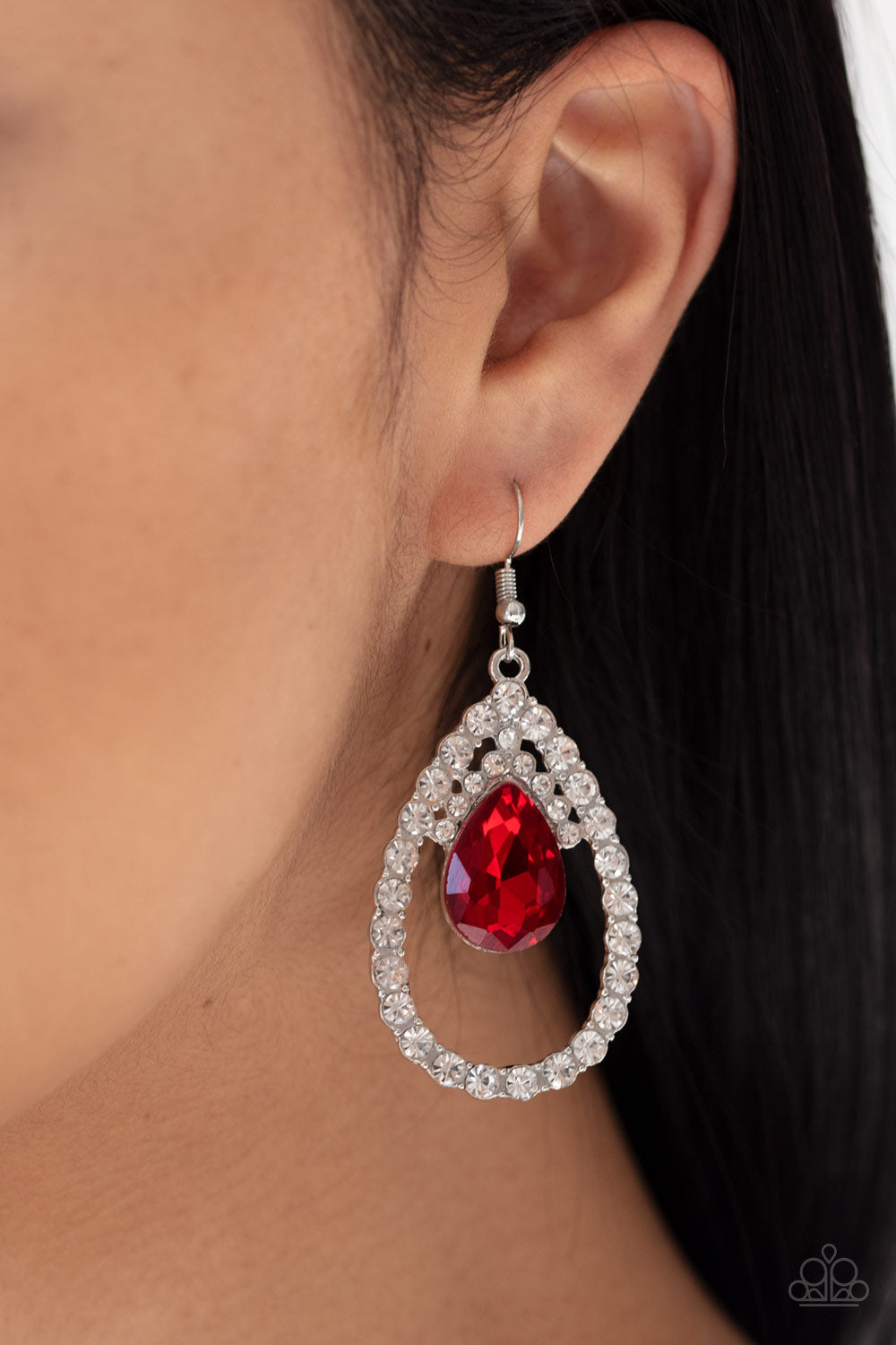 Paparazzi Trendsetting Twinkle Red Fishhook Earrings
