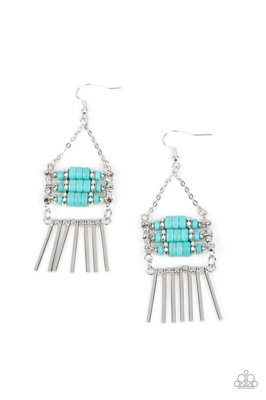 Paparazzi Tribal Tapestry Blue Fishhook Earrings - P5SE-BLXX-313XX