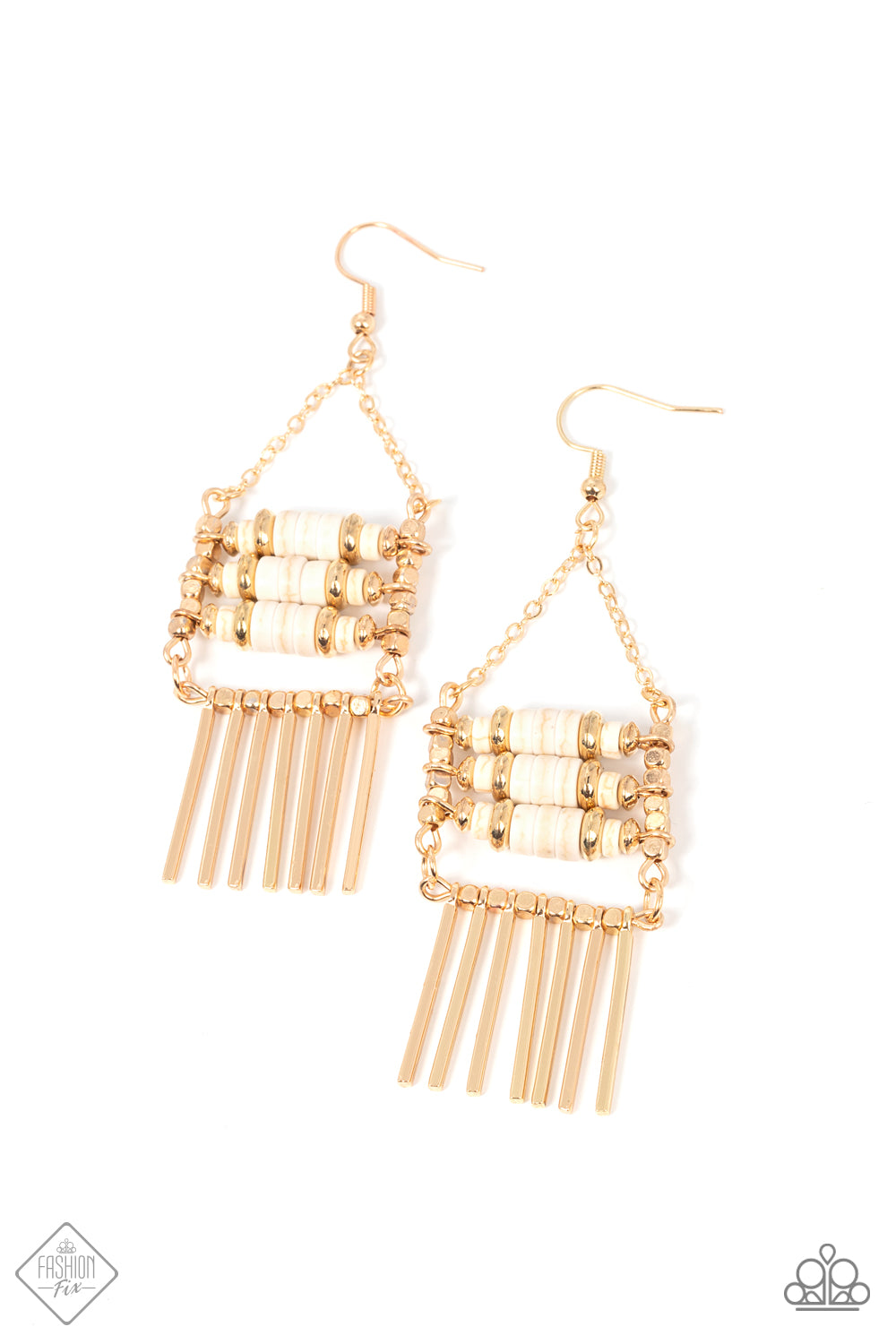 Paparazzi Tribal Tapestry Gold Fishhook Earrings - Fashion Fix Sunset Sightings March 2022 - P5SE-GDXX-077HP