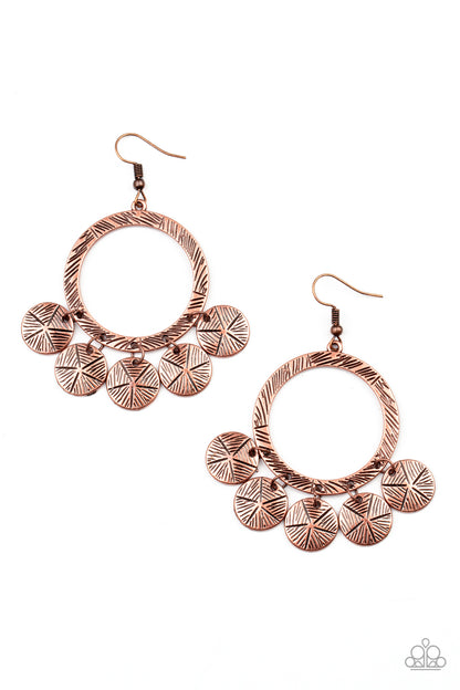 Paparazzi Trinket Tease Copper Fishhook Earrings - P5WH-CPXX-153XX