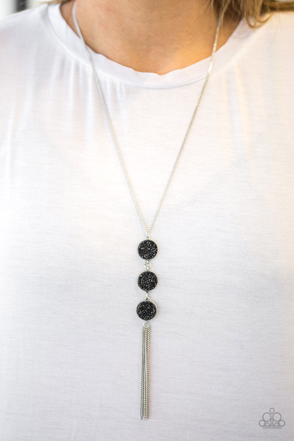 Paparazzi Triple Shimmer Black Long Necklace