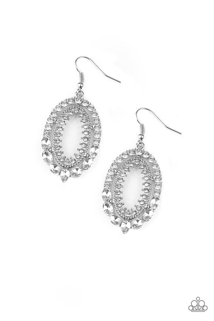 Paparazzi Trophy Shimmer White Fishhook Earrings - P5RE-WTXX-373XX