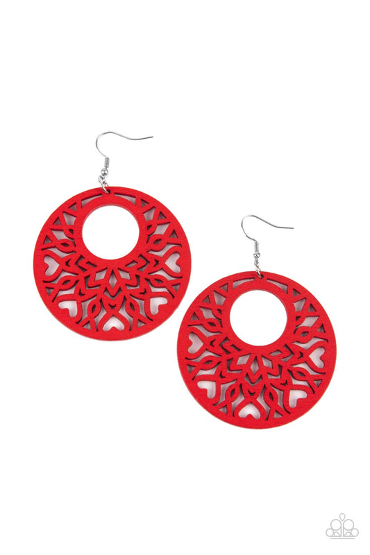 Paparazzi Tropical Reef Red Fishhook Earrings - P5SE-RDXX-180XX