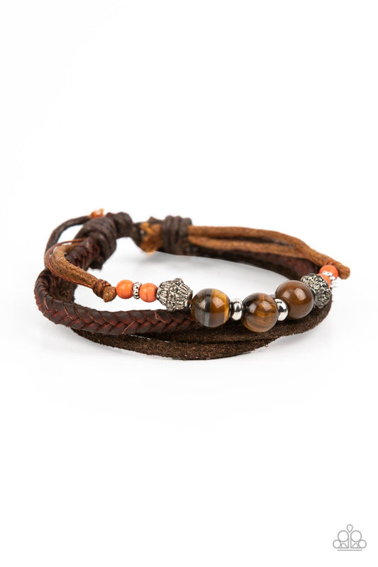 Paparazzi Tundra Tracker Orange Sliding Knot Bracelet - P9UR-OGXX-058XX