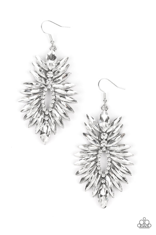 Paparazzi Turn up the Luxe White Fishhook Earrings - Life Of The Party Exclusive October 2021 - P5ST-WTXX-058XX