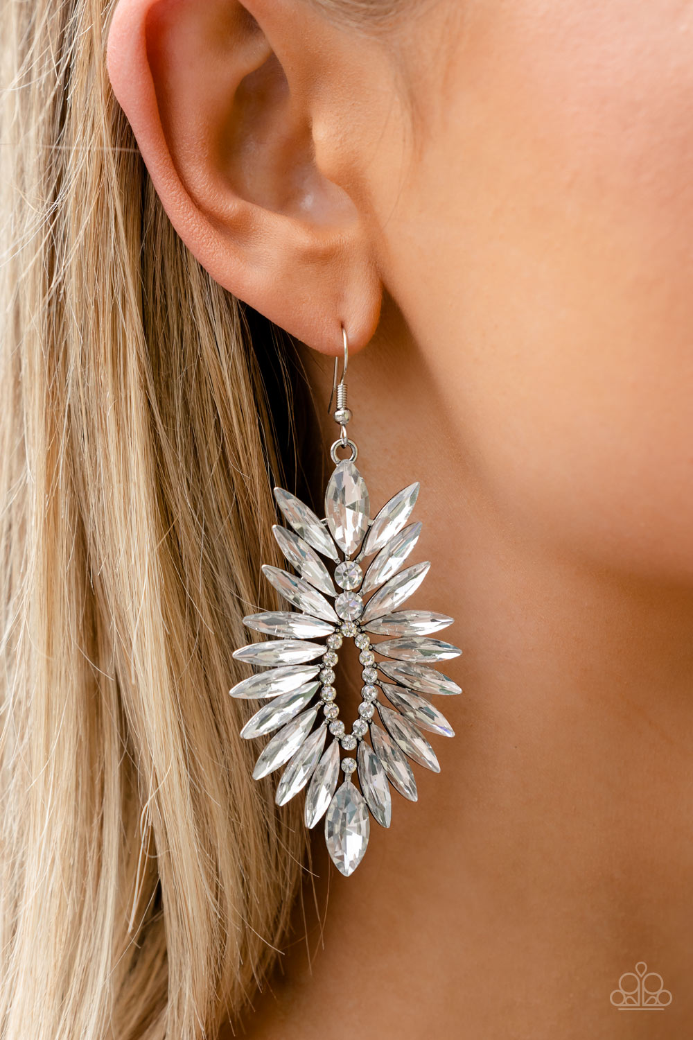 Paparazzi Turn up the Luxe White Fishhook Earrings - Life Of The Party Exclusive October 2021 - P5ST-WTXX-058XX