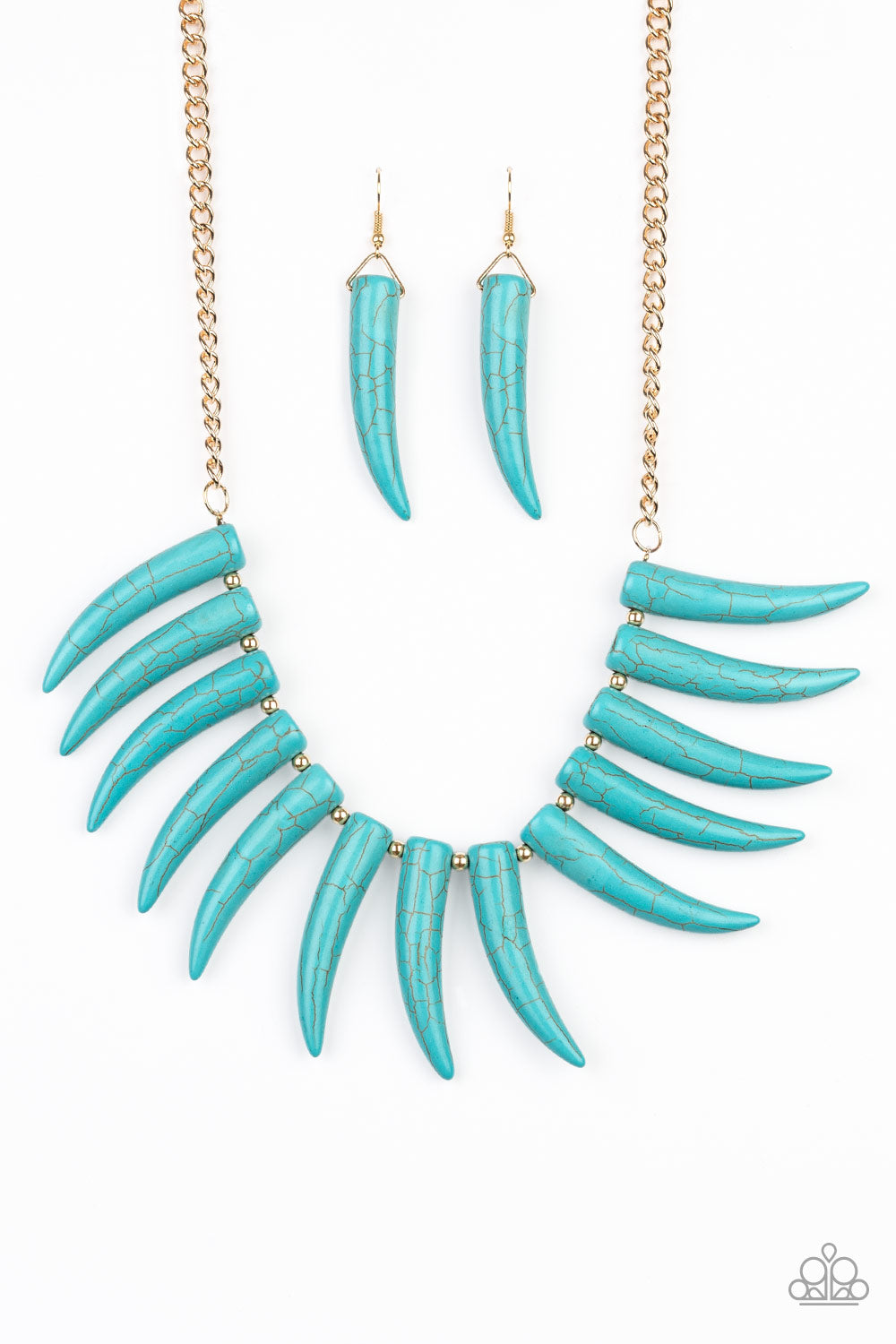 Paparazzi Tusk Tundra Blue Turquoise Stone Short Necklace - Life of the Party Exclusive August 2020