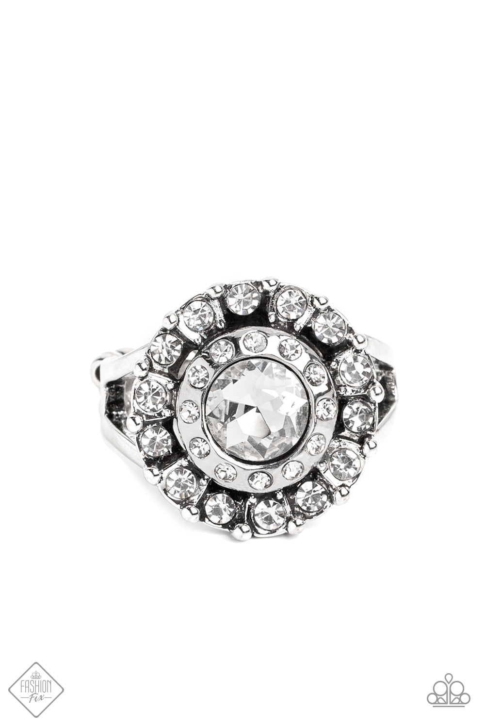 Paparazzi Twinkling Trance White Ring - Fashion Fix Fiercely 5th Avenue January 2023 - FFA-0123 - P4RE-GDXX-275NV
