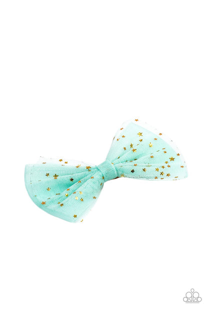 Paparazzi Twinkly Tulle Green Hairbow - P7SS-GRXX-095XX