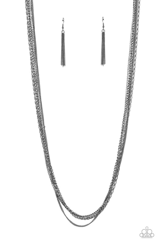 Paparazzi Undauntingly Urban Black Long Necklace - P2DA-BKXX-168XX