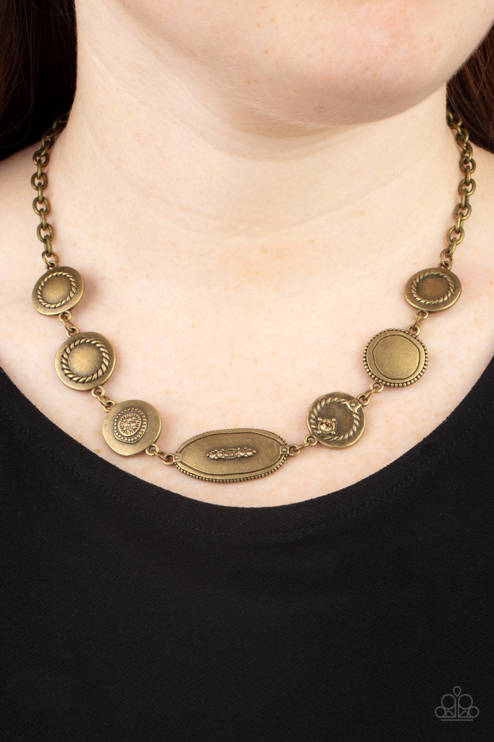 Paparazzi Uniquely Unconventional Brass Short Necklace - P2RE-BRXX-203XX