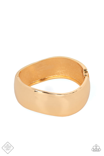 Paparazzi Urban Anchor Gold Hinge Cuff Bracelet - Fashion Fix Fiercely 5th Avenue October 2022