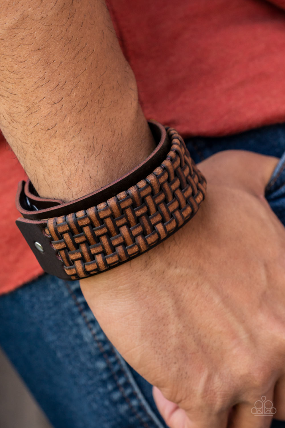 Paparazzi Urban Expansion Brown Men's Single Wrap Snap Bracelet - P9UR-BNXX-650XX