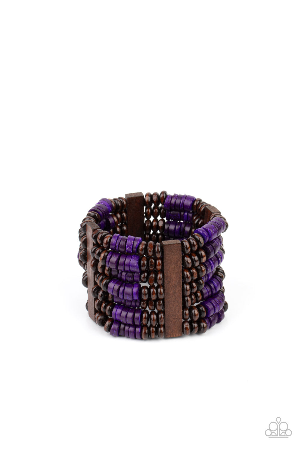 Paparazzi Vacay Vogue Purple Wood Stretch Bracelet - P9SE-PRXX-163XX