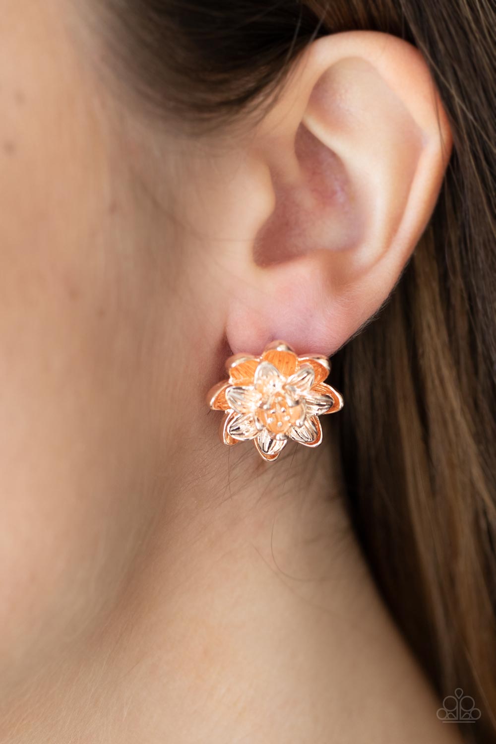 Paparazzi Water Lily Love Rose Gold Post Earrings
