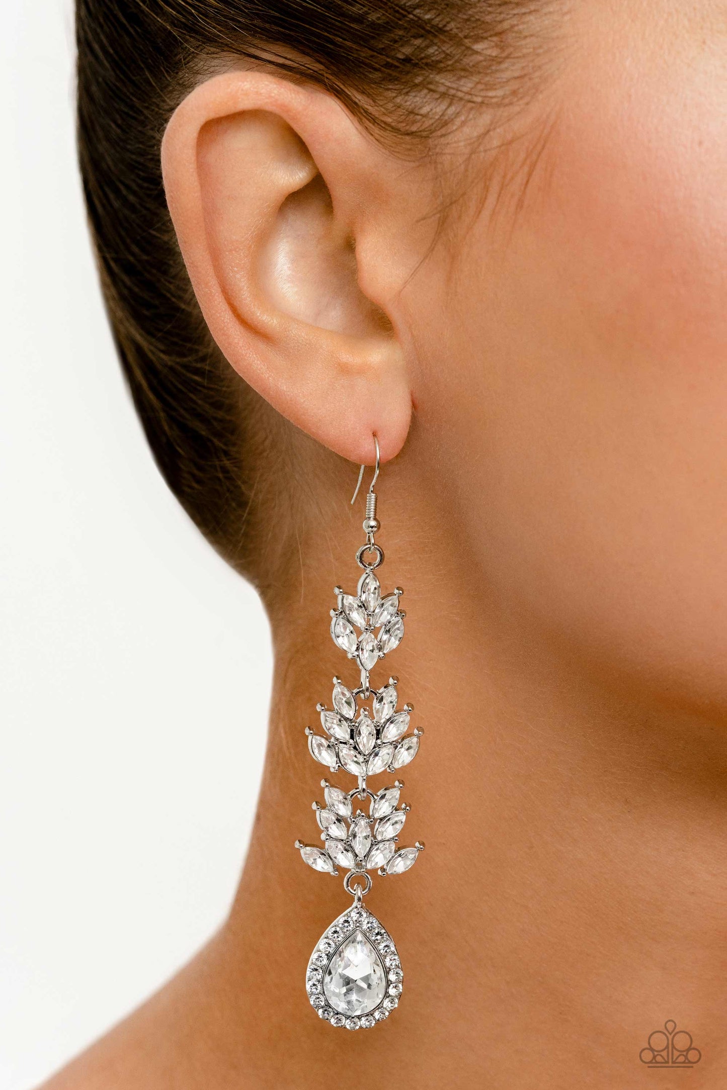 Paparazzi Water Lily Whimsy White Fishhook Earrings - Life of the Party February 2023 - P5ST-WTXX-064XX