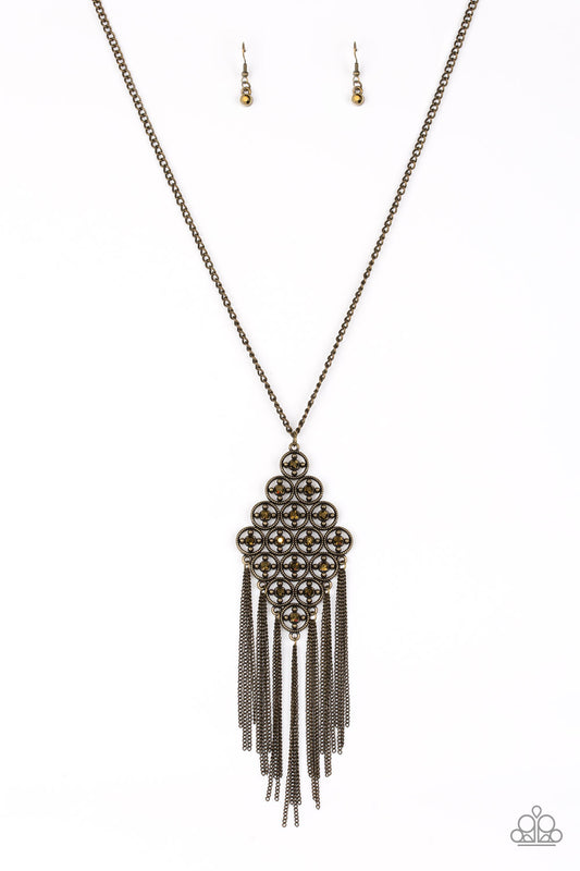 Paparazzi Web Design Brass Long Necklace