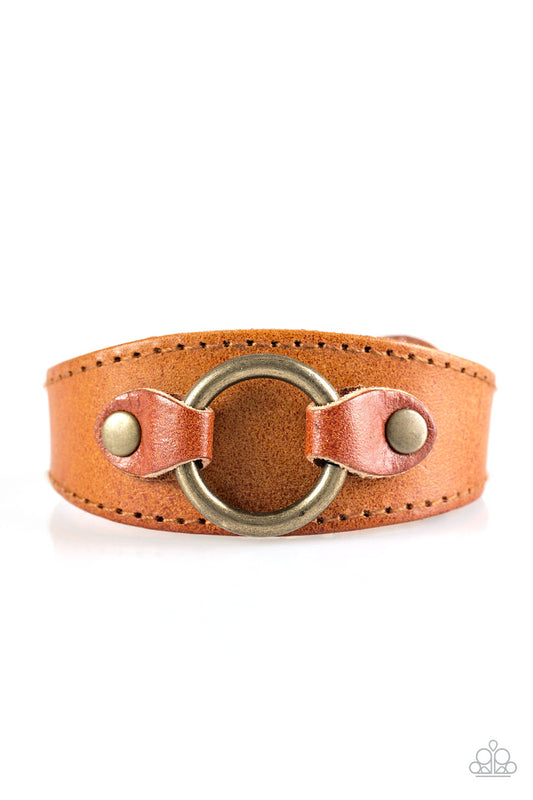 Paparazzi Western Wrangler Brown Single Wrap Snap Bracelet
